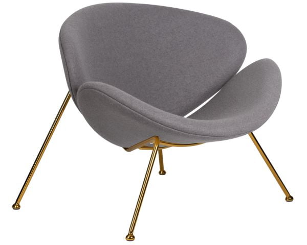Кресло дизайнерское DOBRIN EMILY (серая ткань AF7, золотое основание) 2 шт_2