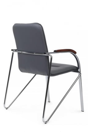 Стул Самба с деревянными подлокотниками СМБ-02Х Хром гальв. Серый / SMB-02H_2