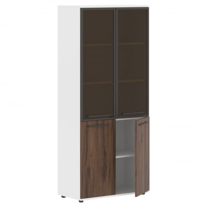 Шкаф комбинированный  с дверьми в металлической раме EDIS EHCS 85.7 Дуб Денвер темный Мокко Белый_1