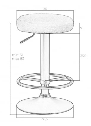 Табурет барный DOBRIN TEDDY BLACK (белый букле (13))_3