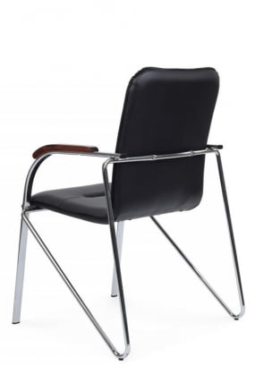 Стул Самба с деревянными подлокотниками СМБ-02Х Хром гальв. Черный / SMB-02H_4