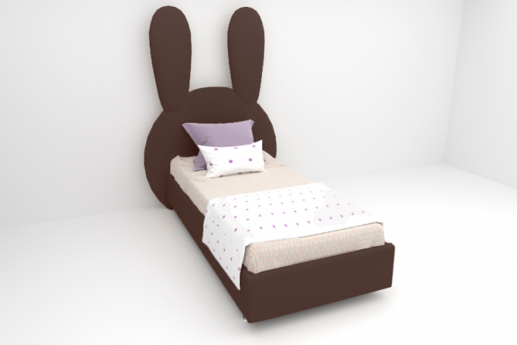 Детская кровать "Зайка" с ортопедическим основанием Цвет фасада: Коричневый; Цвет корпуса: Коричневый; Материал фасада: Искусственная кожа; Размер: 1200х2000 мм; Спальное место: 1200х2000 мм _0