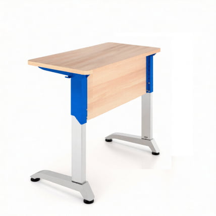 Парта одноместная Де Гласси Н (рост 3-5)  ЛДСП Дуб Сантана/ Металл Серый+Синий_0