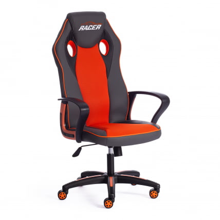 Кресло RACER кож/зам/ткань, металлик/оранжевый, 36/07_0