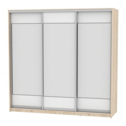 Шкаф-купе B-220х235х60-3(ДСС-Белый-D8D8D8)_0