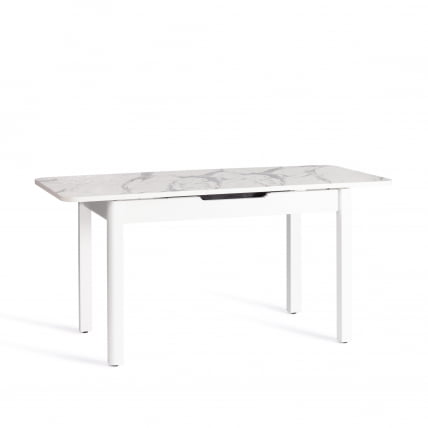 Стол ALIGERY ЛДСП/HPL/опора-массив березы , 130 х 75+30 х 75 см, Мрамор светлый/белый_6