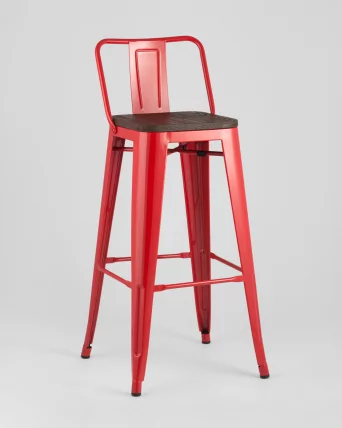 Стул барный Tolix Wood 75.5  со спинкой Красный_1