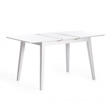 Стол обеденный раскладной Retro дерево гевея, МДФ, 110+30 x 75 x 75см, Белый (White)_6