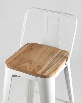 Полубарный стул Tolix Wood со спинкой Белый_8