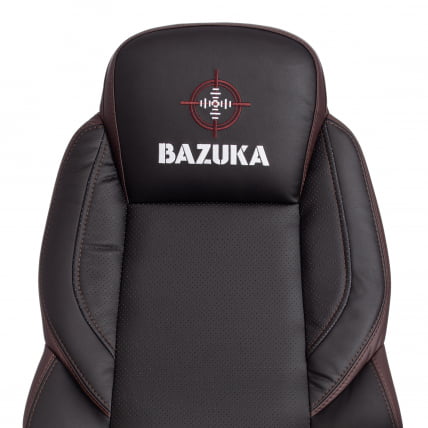Кресло офисное BAZUKA кож/зам, черный/черный перфорированный/коричневый, 36-6/36-6/06/36-36_6