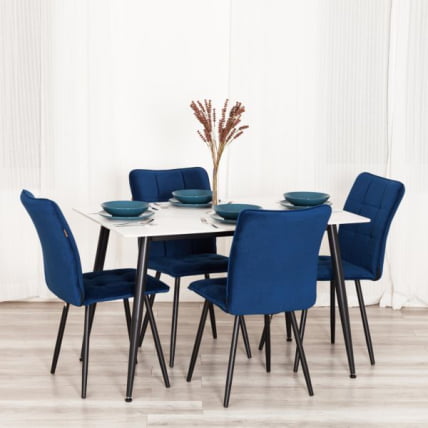Стул обеденный Bari (2 шт. в упаковке) LT, велюр, Blue (синий), 41х55х89 см_2