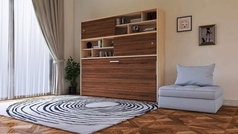 Кровать-трансформер Смарт 3 с полками Белая шагрень_1