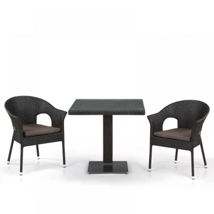 Кофейный комплект плетеной мебели T605SWT/Y79A-W53 Brown 2Pcs_0