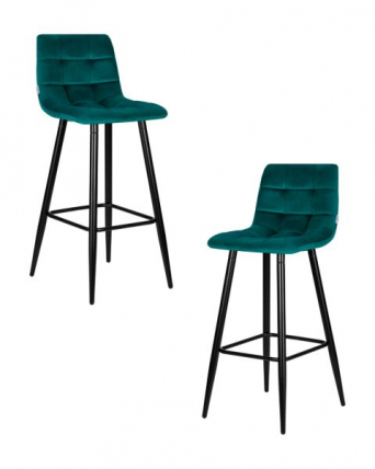 Стул барный DOBRIN NICOLE (черные матовые ножки, морской волны велюр (108-119)) 2 шт_0