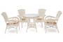 Комплект обеденный ANDREA ( стол со стеклом + 4 кресла + подушки) TCH White (белый), Ткань рубчик, цвет кремовый_372813